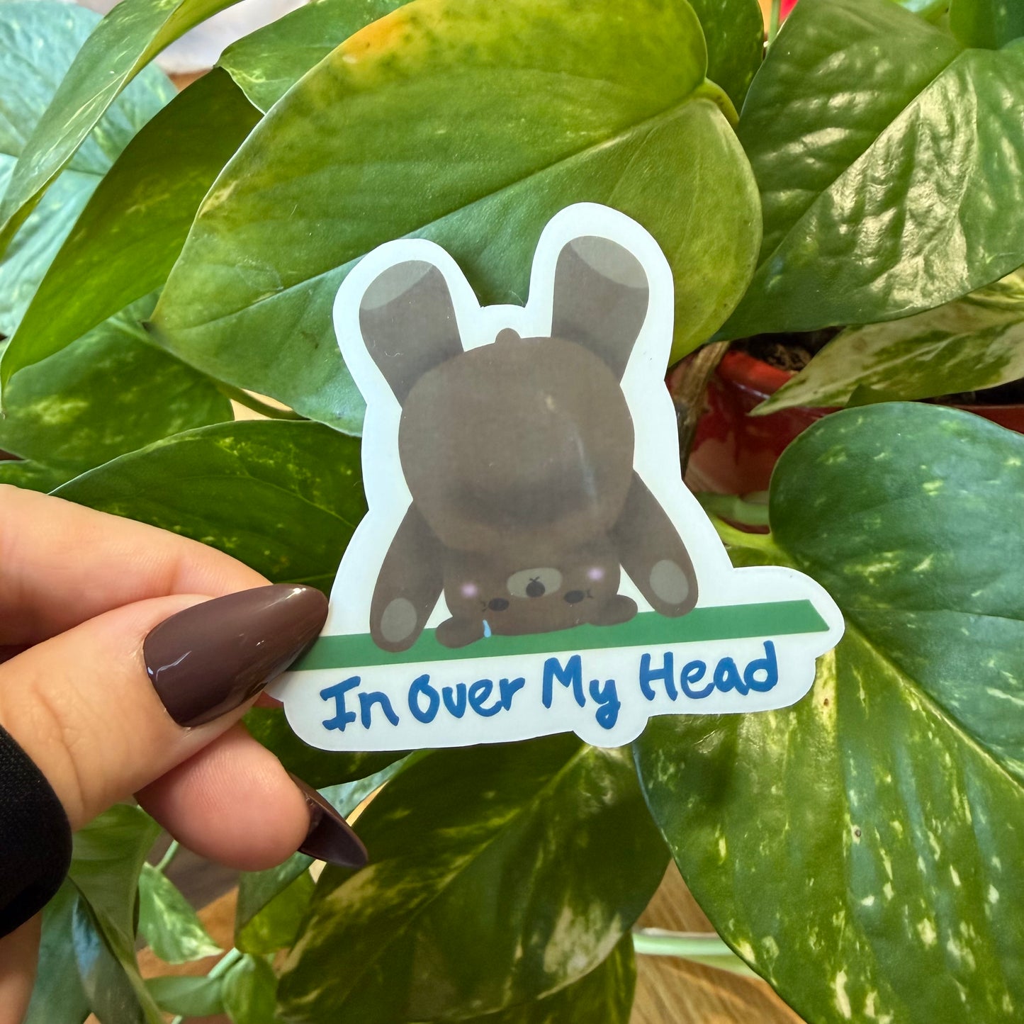 "In Over My Head" Yoga Bear Sticker