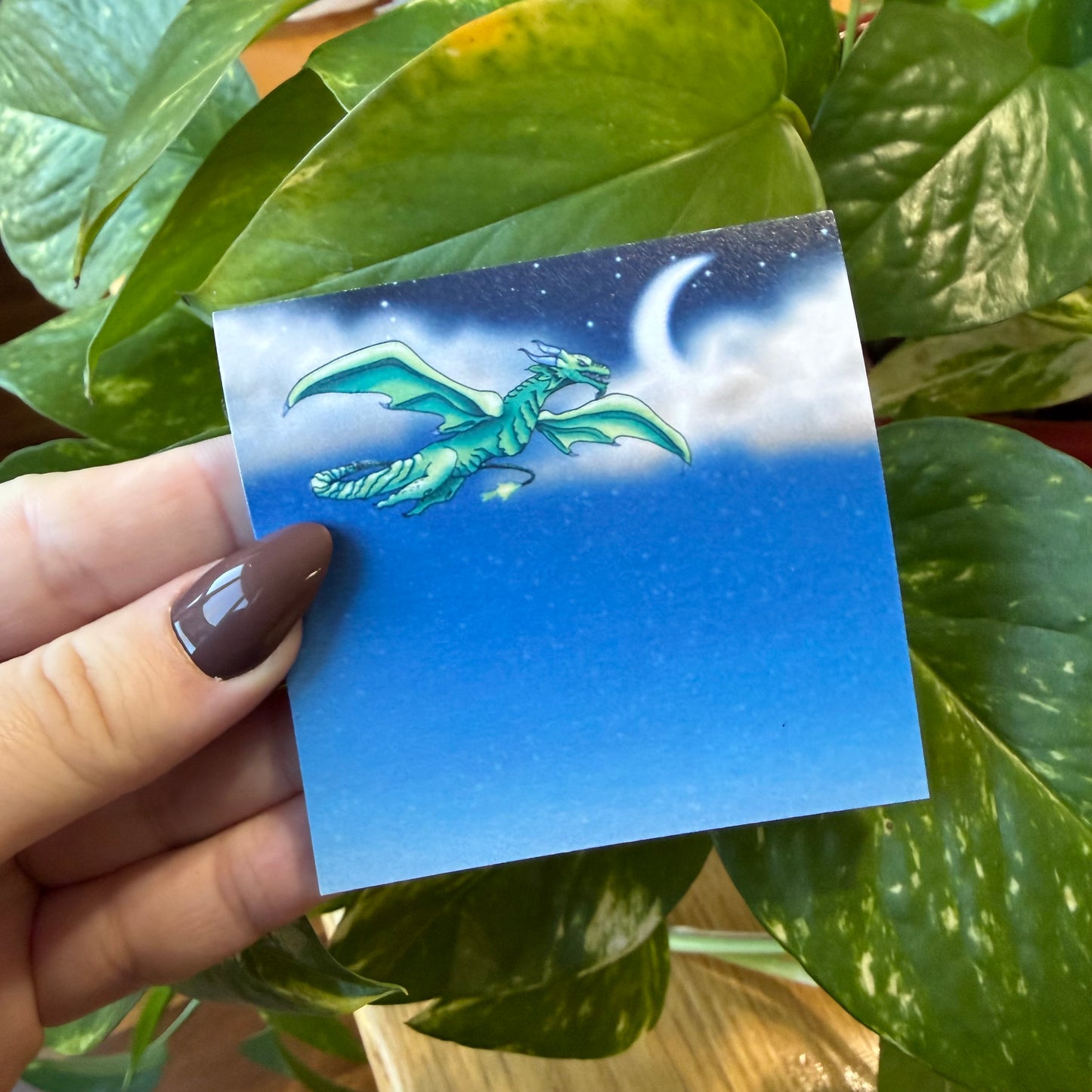 Green Dragon in Night Sky Sticky Notes
