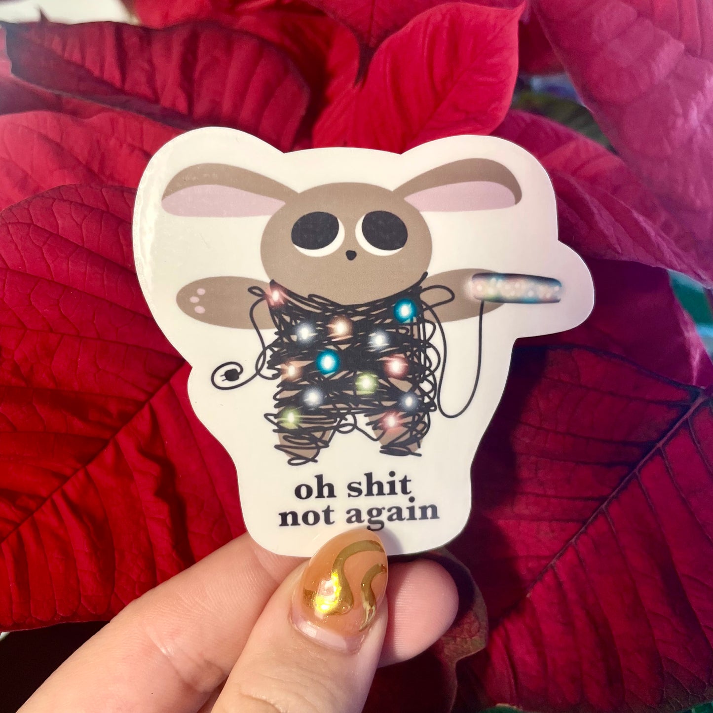Not Again Christmas Lights Sticker