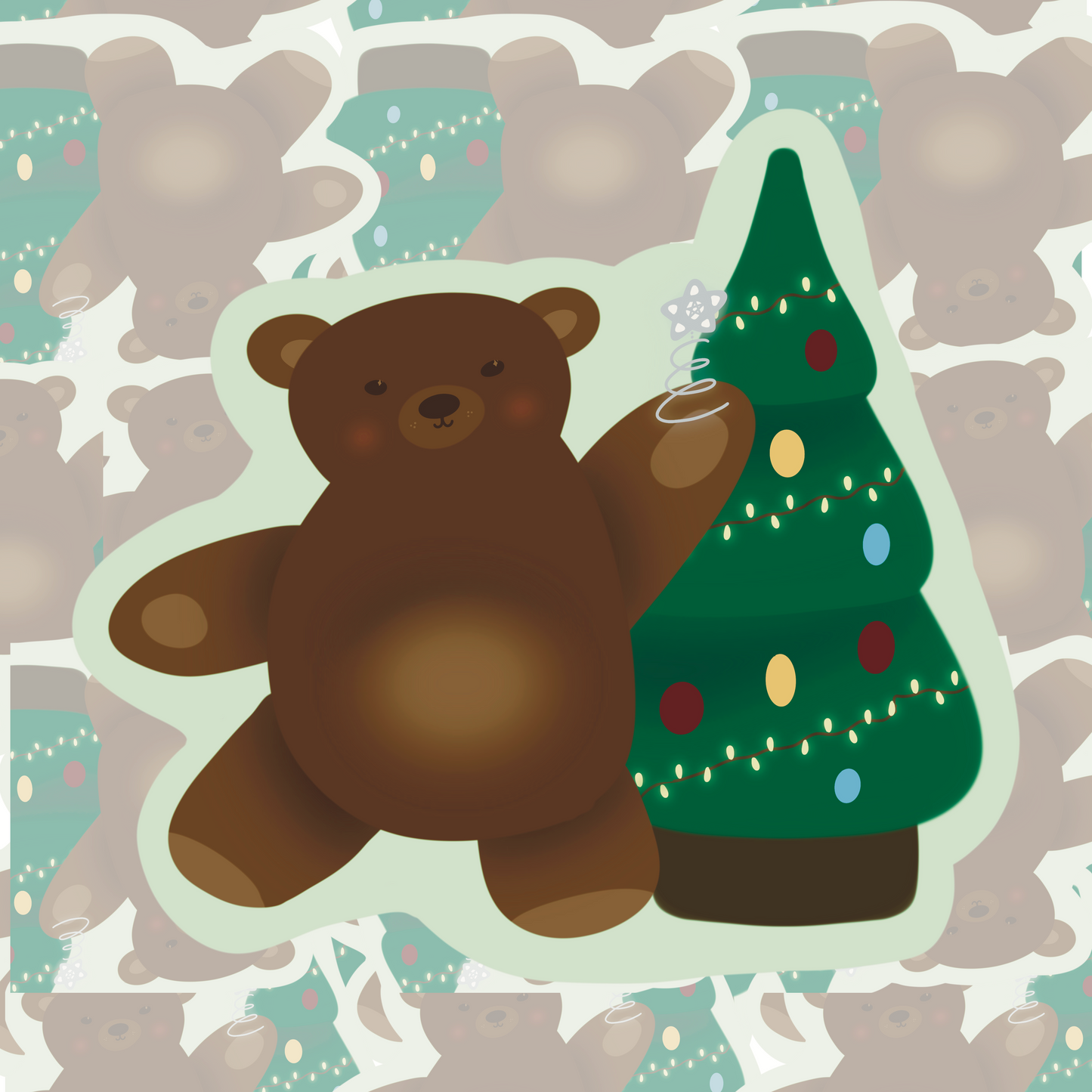 Christmas Tree Bear Sticker