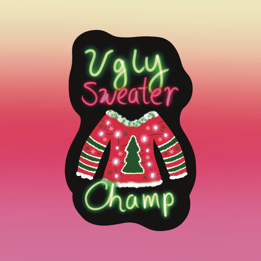 Ugly Sweater Champ Sticker