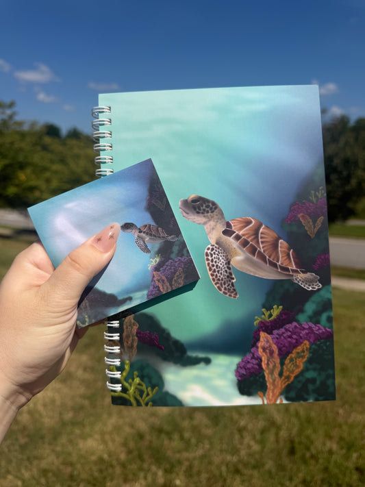 Sea Turtle Notebook and Sticky Note Bundle