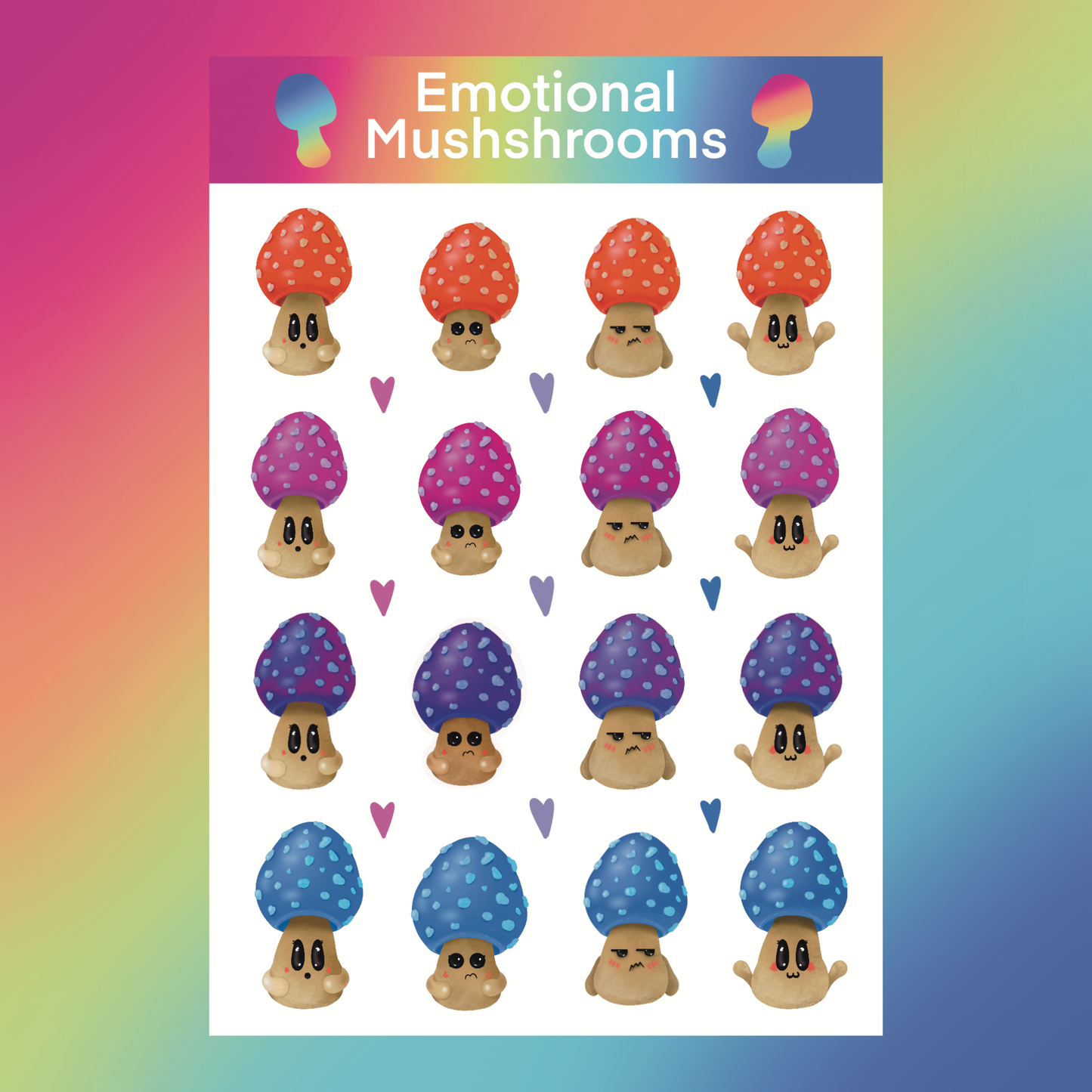 Emotional Mushrooms Sticker Sheet