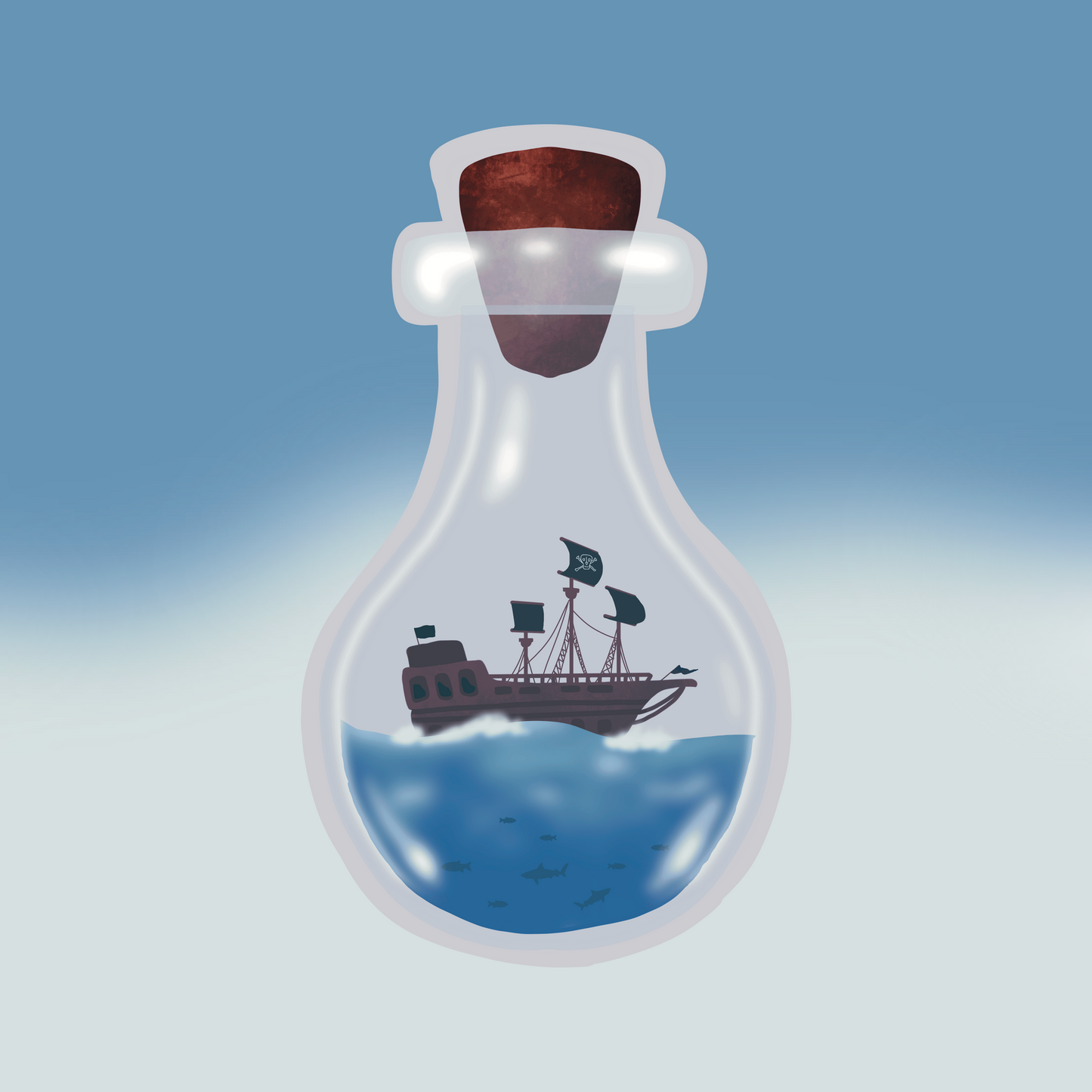 Ship in a Bottle Sticker