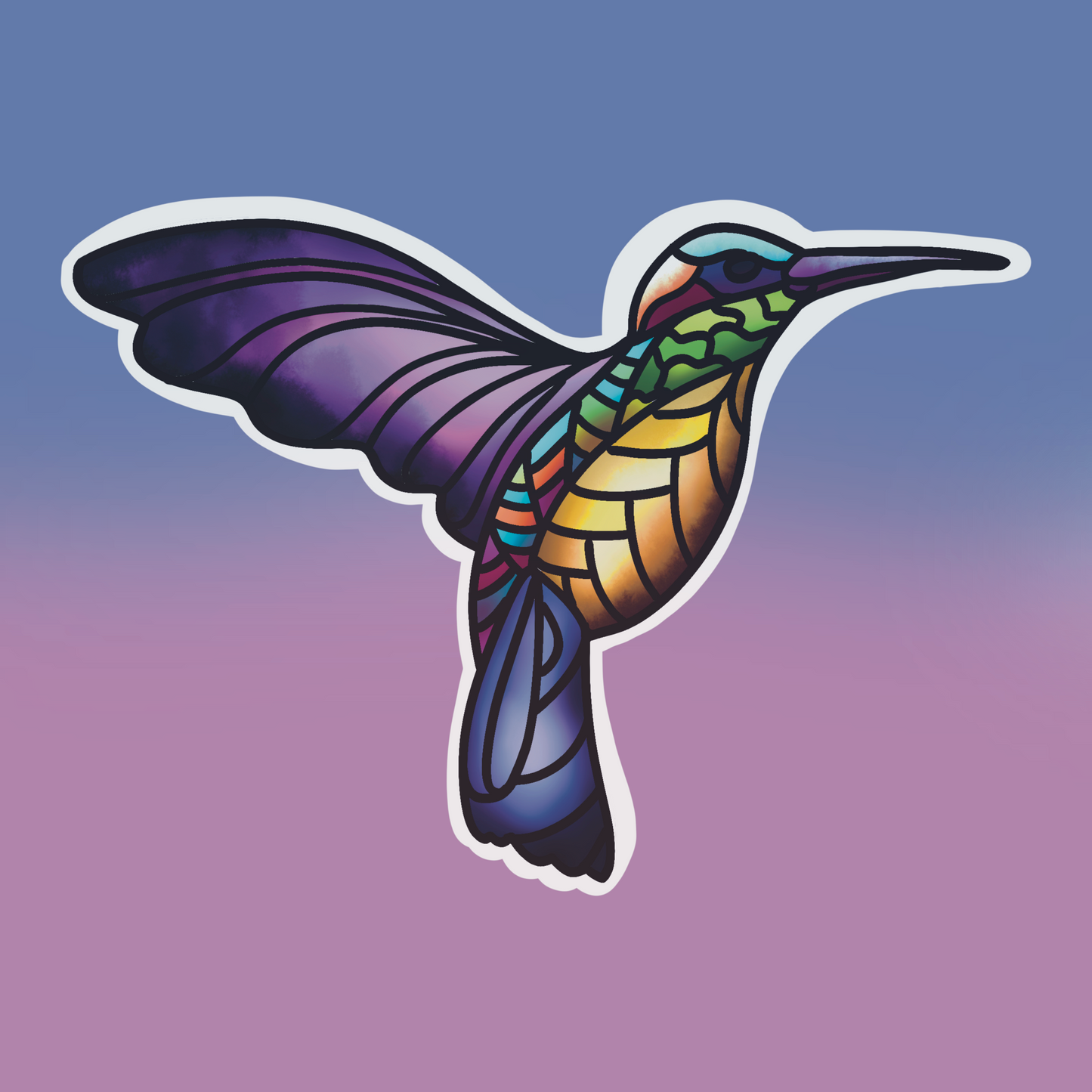 Stain Glass Style Hummingbird Sticker