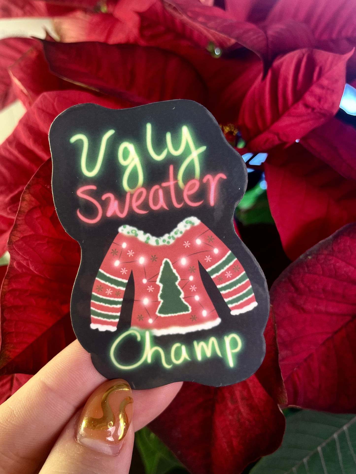 Ugly Sweater Champ Sticker