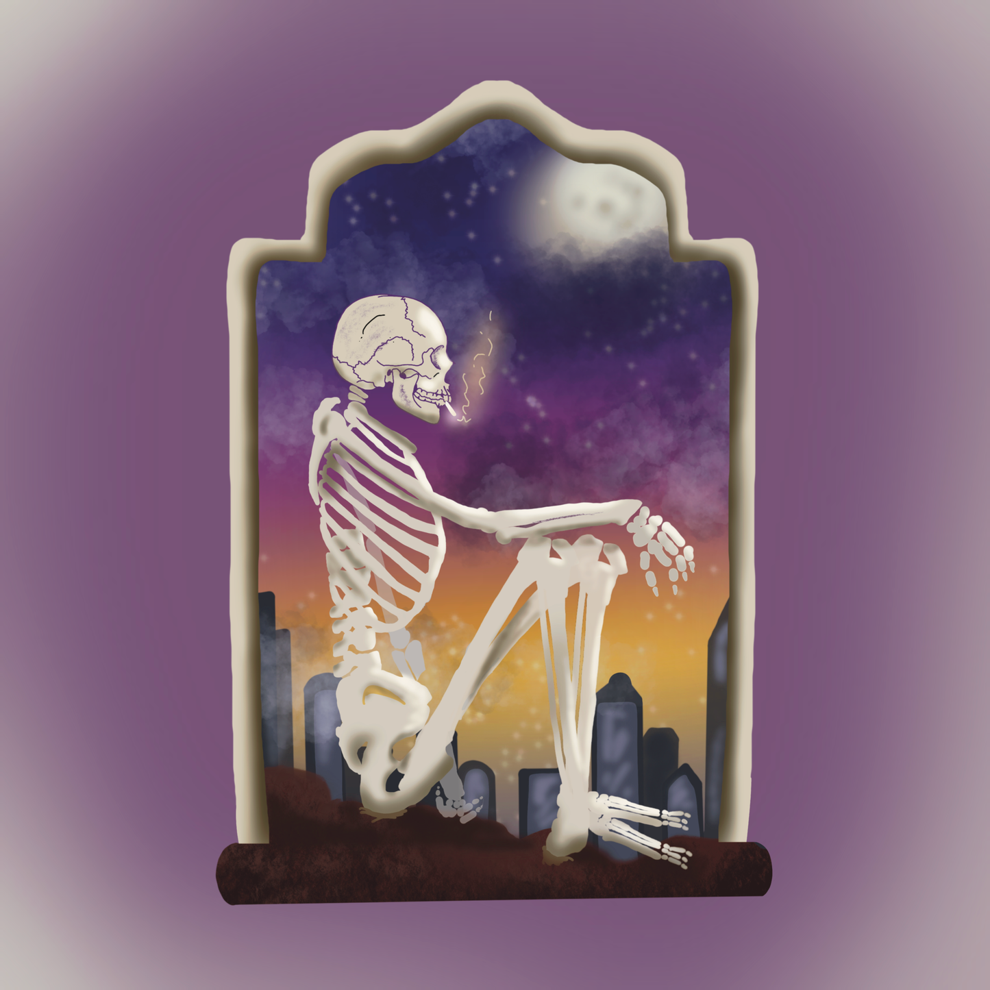 Smoking in the City Skeleton Sticker